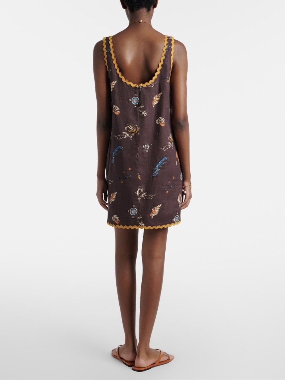 Alemais Printed scalloped linen minidress - Picture 2 of 8